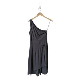 Amanda Uprichard One Shoulder Layered Dress with slits in Black Sz S